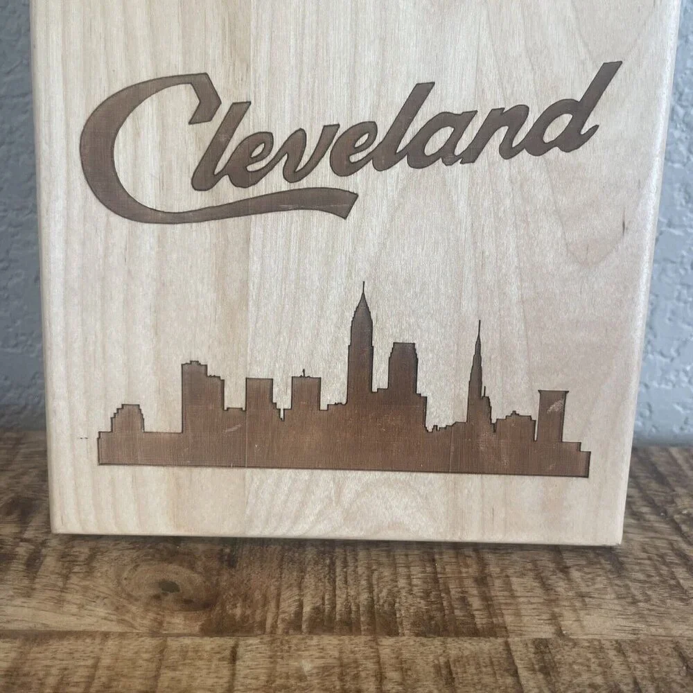 Wooden Cleveland Skyline Engraved Wall Mount Bottle Opener Souvenir City